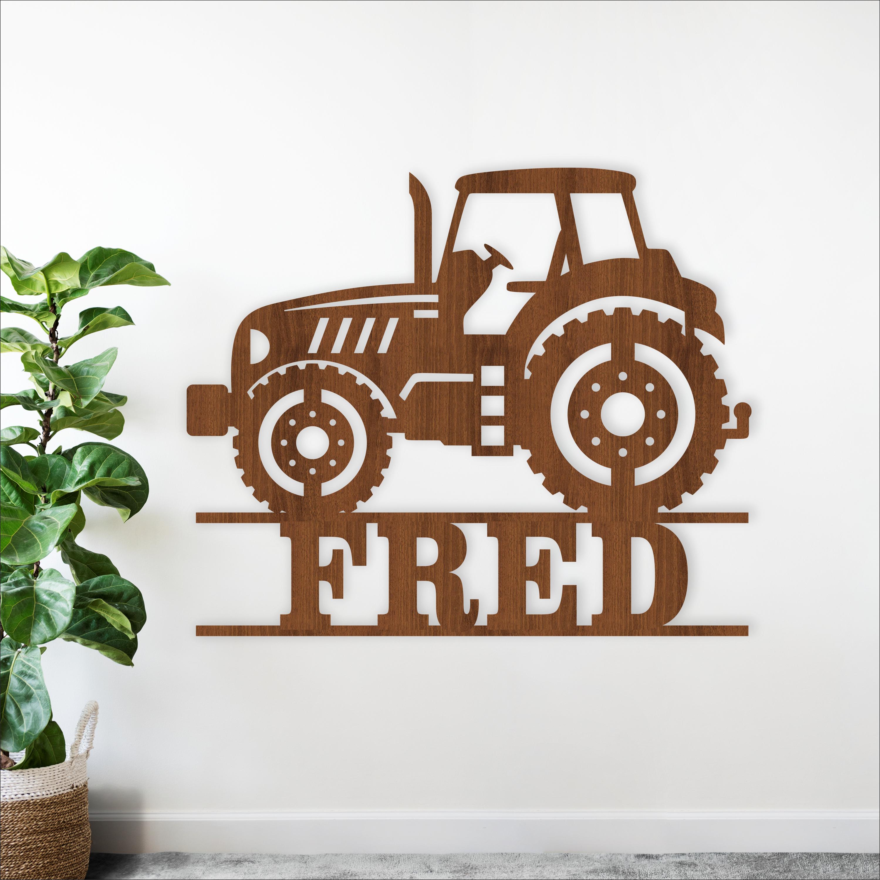 Tractor Name Sign SVG: Personalized Farm Laser Cut Wall Sign (digital download)