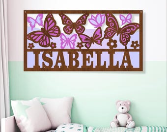 Butterfly Name Sign SVG: Laser Cut Wall Decor (Digital Download)