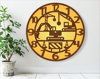 Construction Vehicle Wall Clock Laser Cut File (Digital Download)
