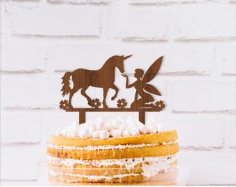 Fairy Unicorn Cake Topper SVG Laser Cut Template (Digital Download)