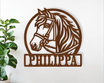 Equestrian Horse Head Name Sign Laser Cut File (Digital Download)
