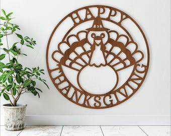 Thanksgiving Wall Art SVG: Turkey Happy Thanksgiving Laser Cut sign (Digital Download)