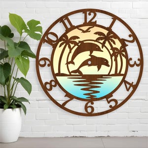Delphin Wanduhr Laserschnitt Dateien, SVG-Datei. vektor, ai, cdr, dxf, sofort download, digitales design, schnittdatei vorlage