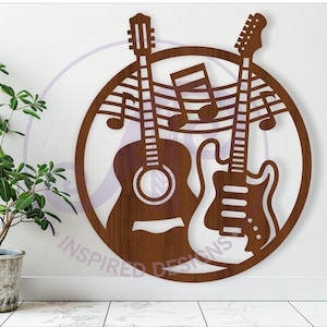 Gitaren kunst aan de muur digitale download, SVG-bestand. vectorbestand ai, cdr, dxf instant download digitaal ontwerp, lasergesneden, wandbord