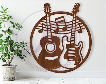 Guitar Wall Art: Laser Cut Music Sign (Digital Download)