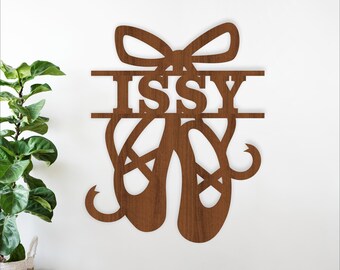 Ballet Shoes Name Sign SVG - Personalized Ballerina Laser Cut Wall Art (Digital Download)