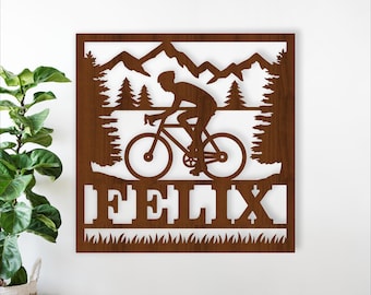 Cyclist Name Sign: Laser Cut male Cycling Sport Wall Decor SVG (Digital Download)