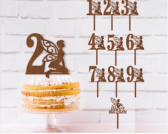 Fairy Number Cake Topper SVG Bundle: Laser Cut Template (Digital Download)