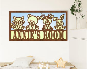 Woodland Animal Name Sign SVG: Laser Cut Forest Wall Art (Digital Download)