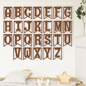 Alphabet Girlande SVG Laser geschnitten, sofort download Pdf, Dxf, Ai und Cdr Vorlage.