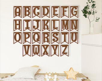Alphabet Bunting Banner Flags SVG Laser Cut Template (Digital Download)