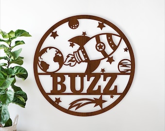 Rocket Name Sign SVG: Space Theme Laser Cut Template (Digital Download)