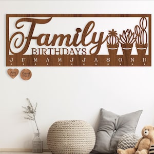 Ensemble de calendrier familial fichier SVG de plantes succulentes. fichier vectoriel ai, cdr, conception numérique de téléchargement immédiat dxf, découpé au laser, calendrier mural