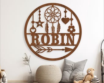 Dreamcatcher Name Sign SVG: Laser Cut Template (Digital Download)