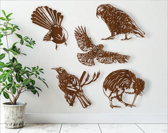 New Zealand Birds Laser Cut Files, Kiwi native bird wall art (Digital Download)