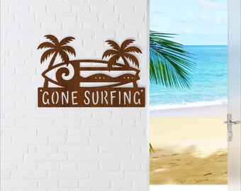 Gone Surfing Wall Sign SVG Beach House Decor Laser Cut Wood Art (Digital Download)