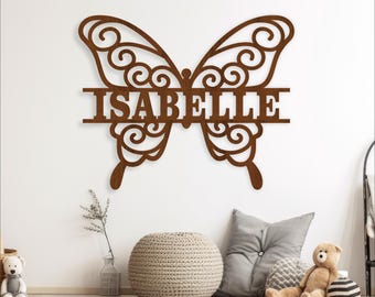 Butterfly Name Sign SVG - Personalized Butterflies Laser Cut Wall Art (Digital Download)