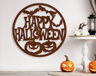 Laser Cut Happy Halloween Wall Sign: SVG Vector File (Digital Download)