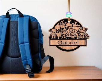 Farm Animal Bag Tag SVG: Personalized Laser Cut Keychain Template (Digital Download)