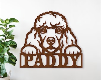Poodle Dog Name Sign SVG Personalized Pet Wall Decor Laser Cut File Digital Download