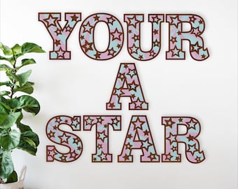 Star Alphabet Letter Set: Layered Name Sign SVG Vector Files (Digital Download)