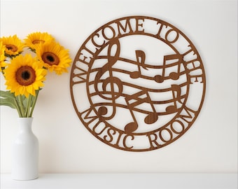 Music Room Wall Art Sign: Laser Cut File (Digital Download)