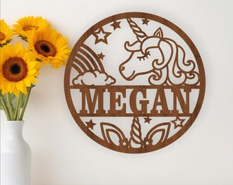 Unicorn Name Sign SVG – Fantasy Laser Cut File, Kids Room Wall Decor (Digital Download)