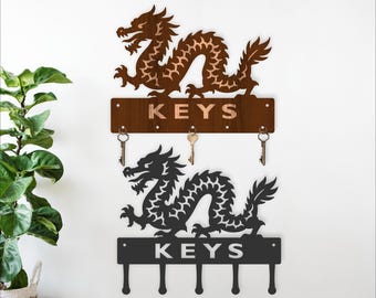 Chinese Dragon Key Holder Laser Cut File -  Wood & Metal key hangers (Digital Download)