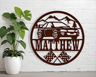 Rally Car Name Sign: Laser Cut Vehicle Wall Decor (Digital Download)