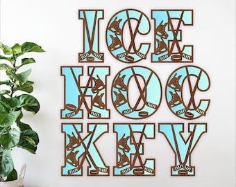 Ice Hockey Stick Alphabet SVG: Layered Letters, Laser Cut Files (Digital Download)