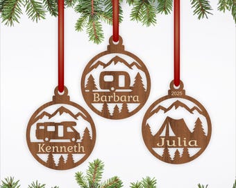 Camping, Caravan, RV Christmas Decorations SVG - Laser Cut personalized camper (digital download)