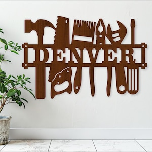 Tools Name Sign SVG: Building Theme Laser Cut Template (Digital Download)