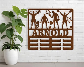 Weight Lifting Medal Holder SVG: Sports Wall Hanger Laser Cut Template (Digital Download)