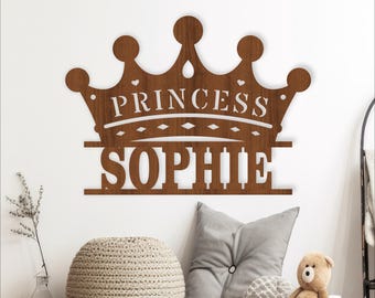 Princess Crown Name Sign SVG-  Laser Cut Personalized decor (digital download)