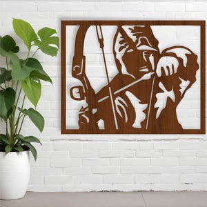 Bogenjäger Wandkunst, SVG-Datei. vektor, ai, cdr, dxf sofort download digital design, laser cut, wandkunst jagd thema