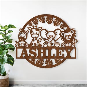 Safari Animals Name Sign SVG: Laser Cut personalized sign (digital download)