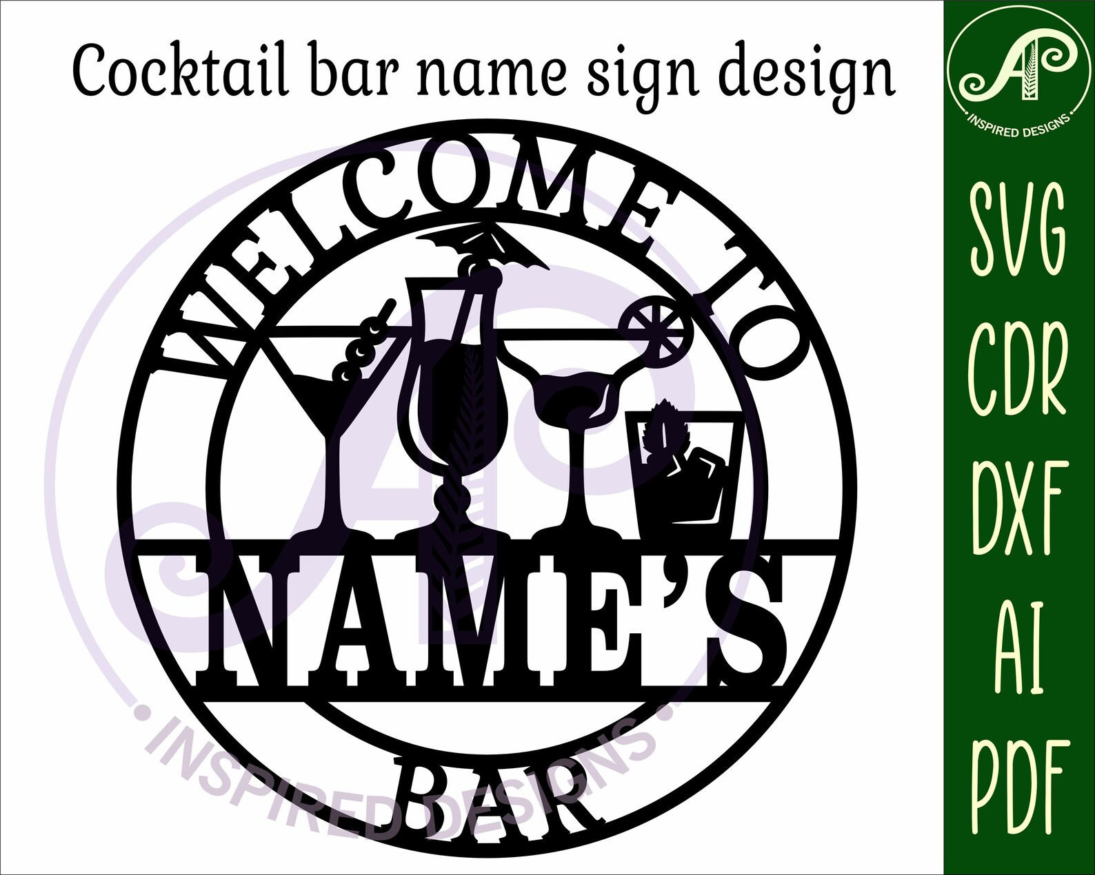 Personalized Cocktail Bar Sign SVG: Laser Cut Alcohol Theme Wall Art ...