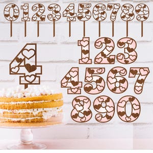 壁やケーキのトッパーに使えるハートの数字セット。SVG ファイル、ベクター ファイル、AI、CDR、DXF、PDF インスタント。ハートの文字、ラブ パーティー