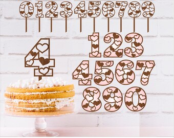 Heart Numbers Cake Topper SVG: Laser Cut Files (Digital Download)