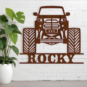 Monstertruck Namensschild SVG Laserschnitt Vorlage, Tür- oder Wandhänger, Vektordatei ai, cdr, dxf pdf sofort Download
