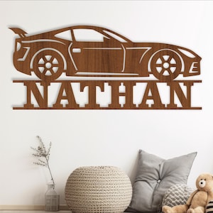 Schnelles Auto Namensschild Laser geschnitten Vorlage, Tür- oder Wandhänger, svg, ai, cdr, dxf pdf sofort download, Racing Namensschild