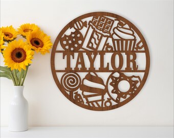 Sweet Treats Name Sign: Laser Cut Food Theme (Digital Download)
