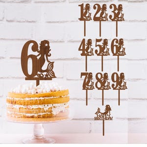 Lot de décoration de gâteau sirène, découpé au laser SVG, téléchargement immédiat modèle Pdf, Dxf, Ai et Cdr.