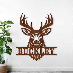 Deer Buck Name Sign - Laser Cut Animal Wall Hanger SVG (Digital Download)