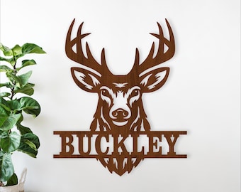 Deer Buck Name Sign - Laser Cut Animal Wall Hanger SVG (Digital Download)