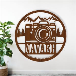 Camera Name Sign SVG: Photography Wall Decor Cut File (Digital Download, PDF Instructions Included)