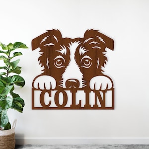 Border Collie Dog Name Sign SVG - Dog Lovers Laser Cut Template (Digital Download)