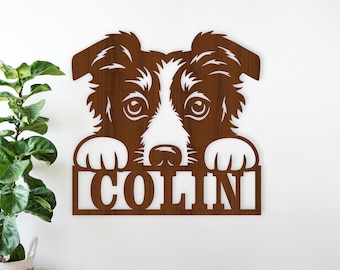 Border Collie Dog Name Sign SVG - Dog Lovers Laser Cut Template (Digital Download)