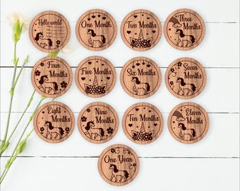 Unicorn Baby Milestone Discs SVG: Nursery Laser Cut Template (Digital Download)