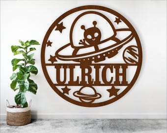 UFO Name Sign: Space Alien Nursery Decor, Laser Cut File (Digital Download)